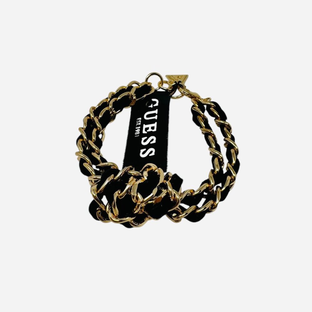 GUESS Knotted Gold tone with Black Cord Bracelet O/S NWT